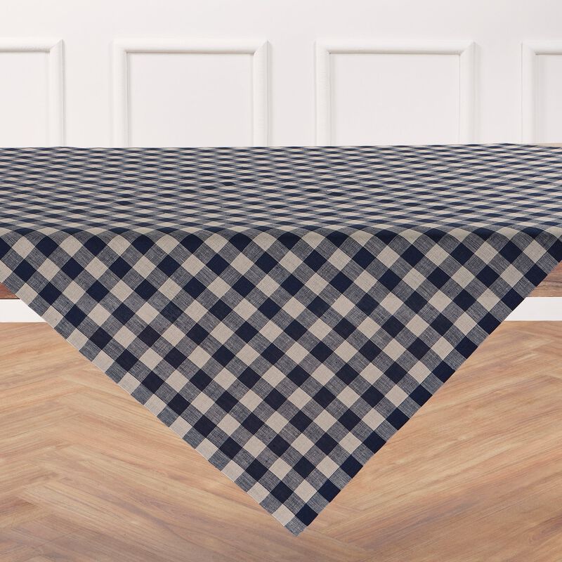 Solino Home Morgan Check 100% Linen Table Throw &ndash; Handcrafted, Machine Washable, Perfect for Holiday and Everyday Dining