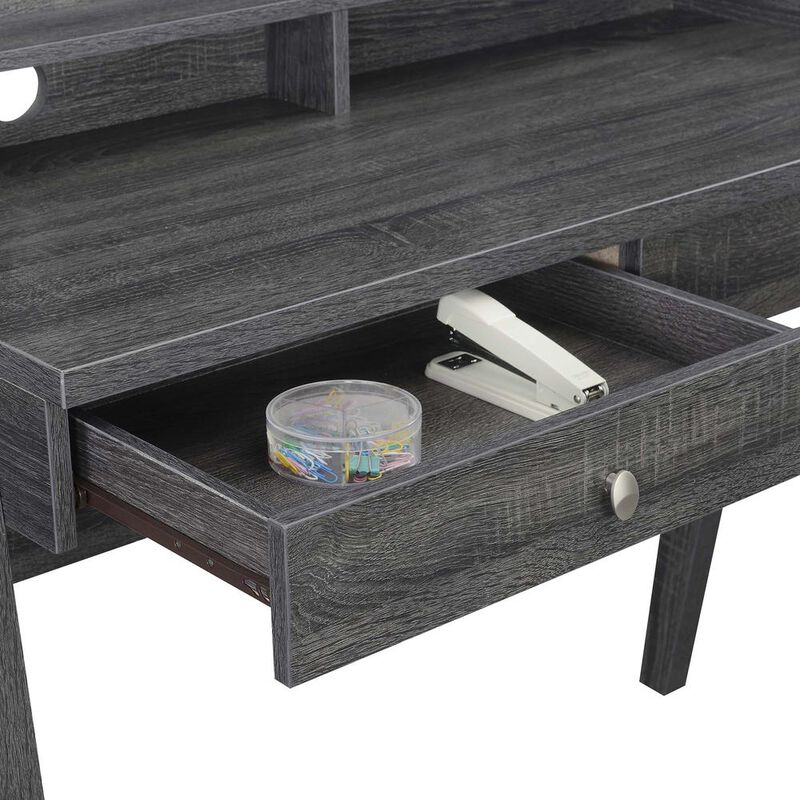 Convenience Concepts Newport Deluxe 2 Drawer Desk with Shelf, Weathered Gray