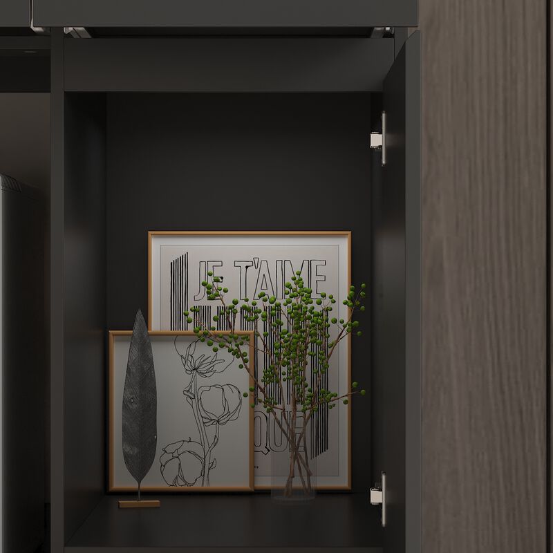 90.6 in. W Black Wood Computer Gaming Desk Home Office Desk, with 82.7 in. H Bookshelf, LED Lights, Drawers, Cabinets