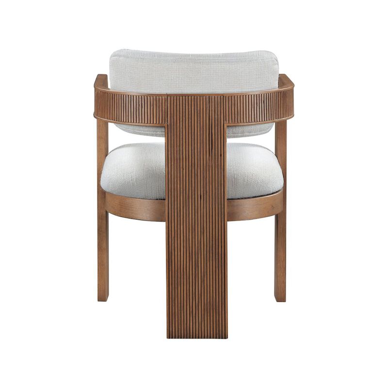 Meridian Furniture Sacha Cream Linen Textured Fabric Dining Chair, Set of 2