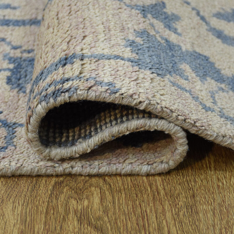 HAND KNOTTED WOOL Floral AREA RUGS  - 2'6''x10', Runner Shape, Beige Color, Floral Modern, Medium Pile Handmade Area Rugs for Living Room, Bed Room (N00913)