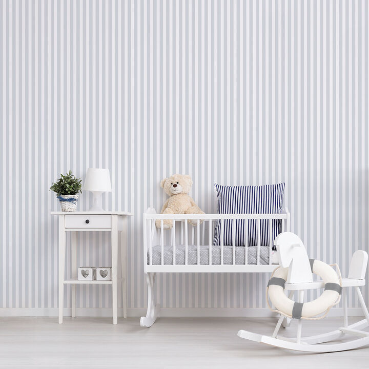 Just 4 Kids 2 Regency Stripe Silver Grey Wallpaper G56517