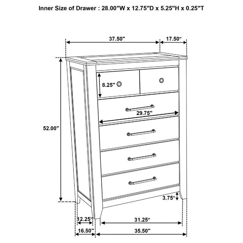 Hazel Tall Dresser Chest, 5 Drawers, Antique Nickel Metal, Oak Brown Wood image number 7