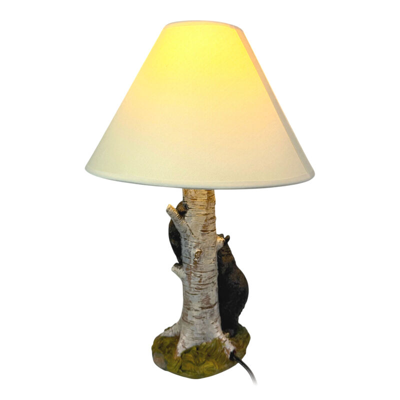 Black Bear and Cub Birch Tree Table Lamp With Shade image number 2