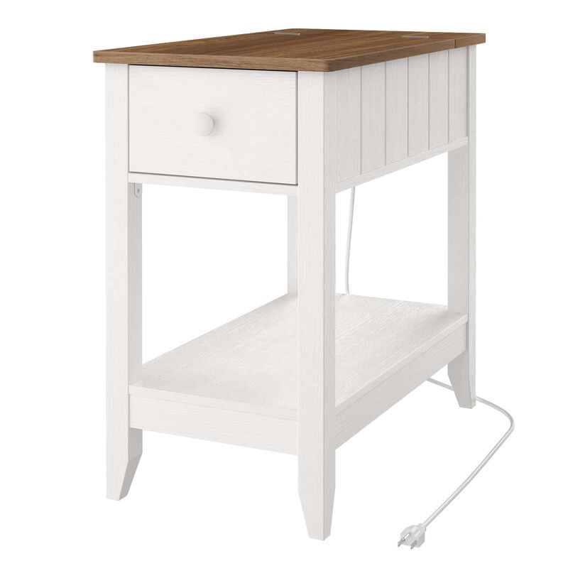 Sofa Side Table with Charging Hub, USB Ports and AC Power Outlets-White image number 0
