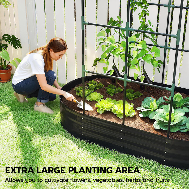 Hivvago Raised Metal Planter Box with Arched Trellis for Climbing Plants image number 3