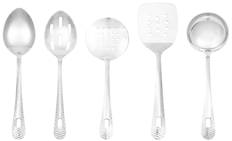 Premium Stainless Steel Supreme Hammered Mini Kitchen Utensils - 5 Piece Set