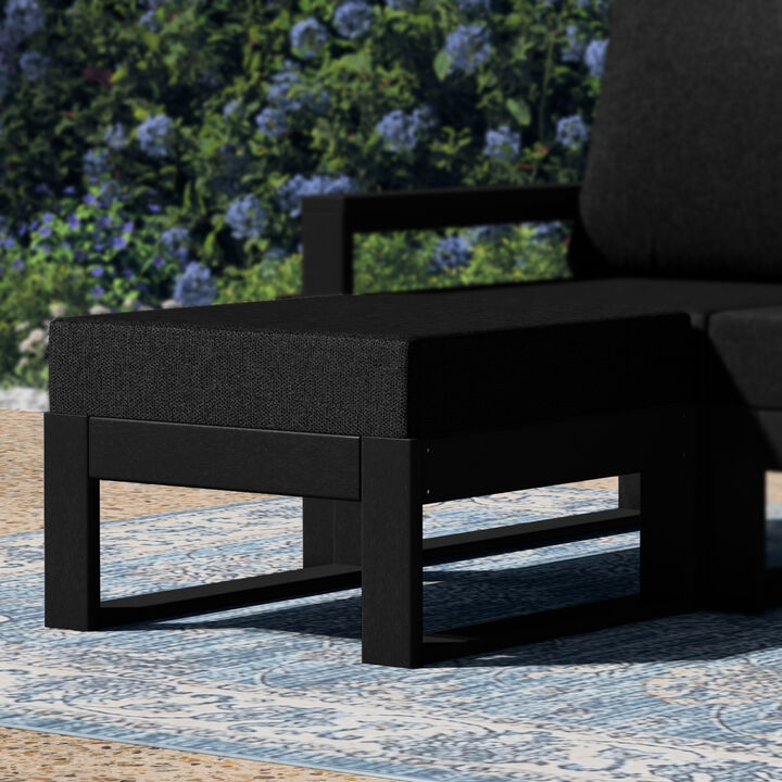 WestinTrends Outdoor HDPE Patio Ottoman with Waterproof Olefin Cushions