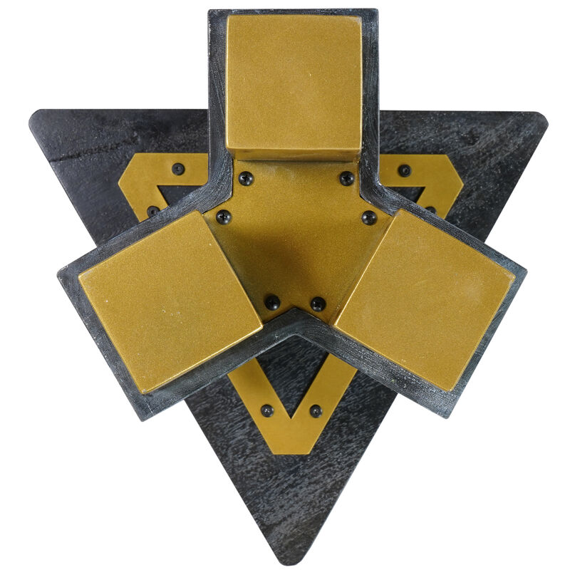 Andes Modern Triangular End Table - Handcrafted with Gold Brass Trim and Sandblasted Black Finish, 20 Inch