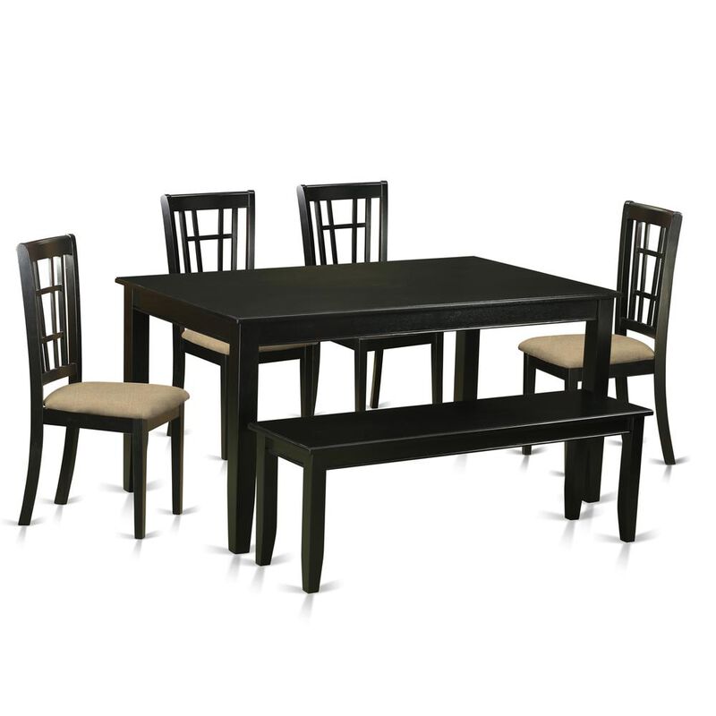 6 PC Kitchen nook Dining set - Kitchen Table and 4 Dining Chairs with Bench