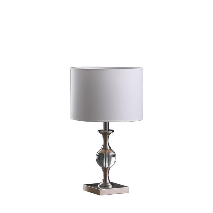 Hivvago 20" Silver Bedside Table Lamp With White Drum Shade