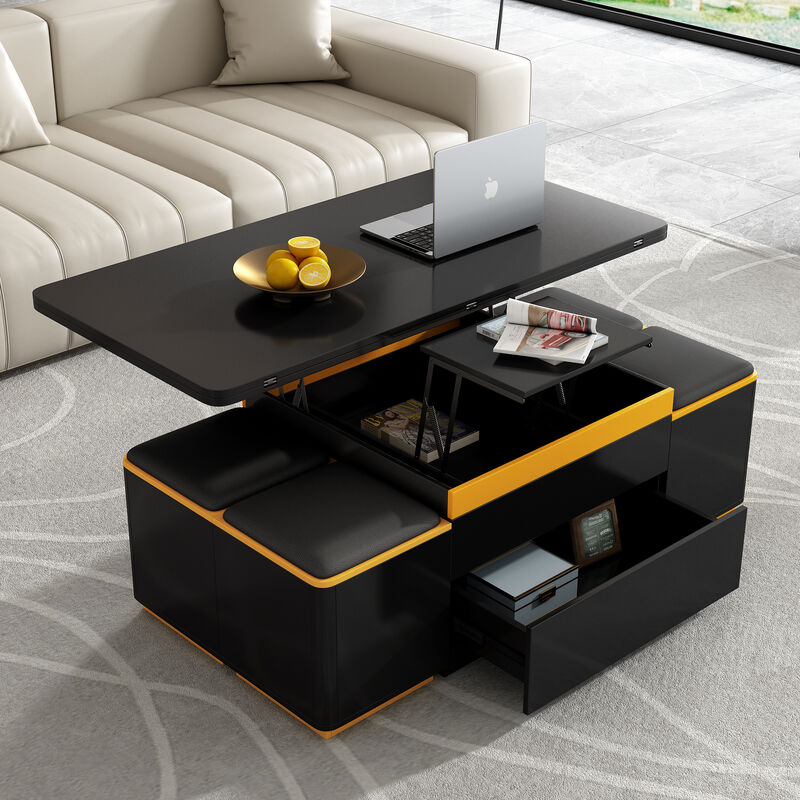 Merax Convertible Coffee Table with Lift Mechanism & Foldable Dining Extension image number 3