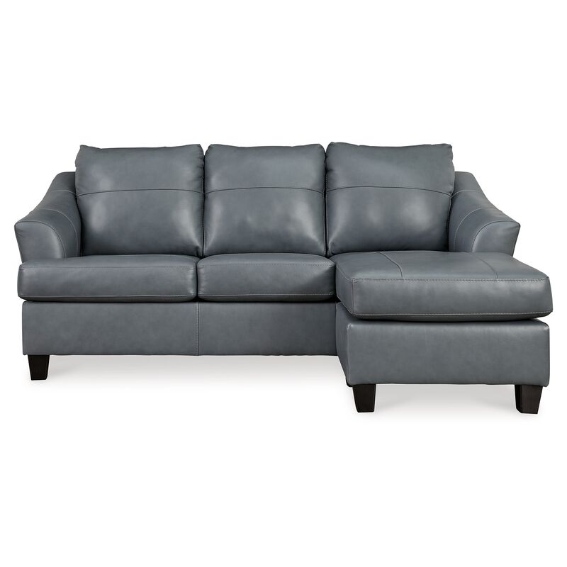 Geno Sofa Chaise Sectional, Modern Steel Gray Leather Match, 88 Inch - Benzara