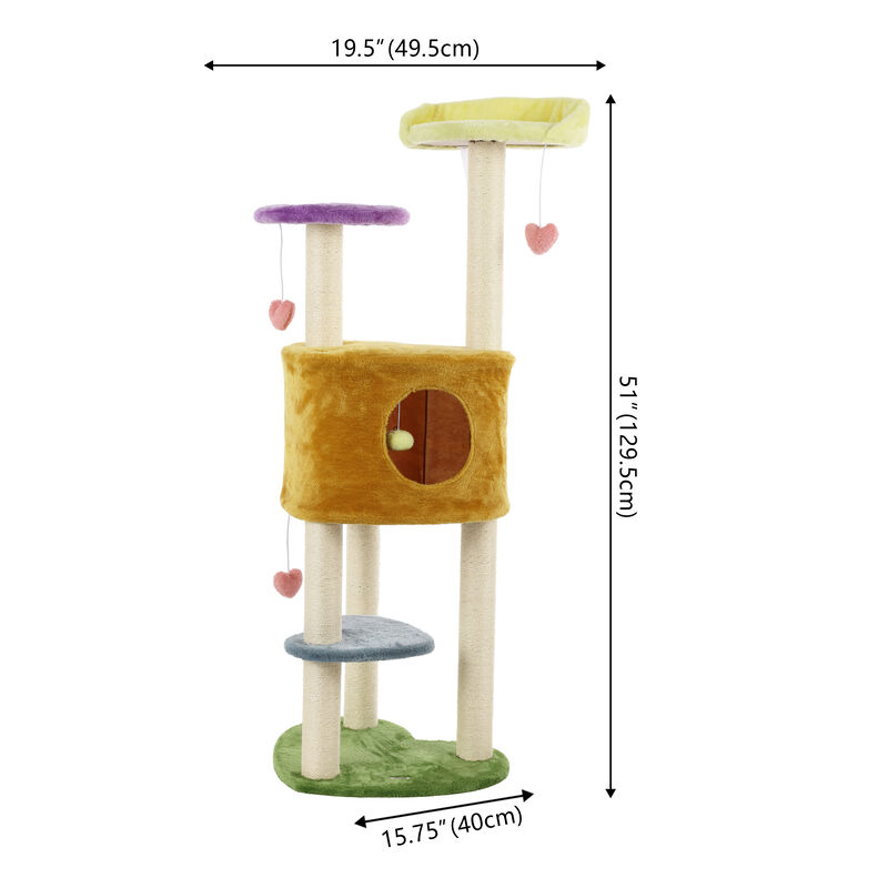 Aisling 4-Tier Modern Sisal Heart Cat Tree with Scratching Posts