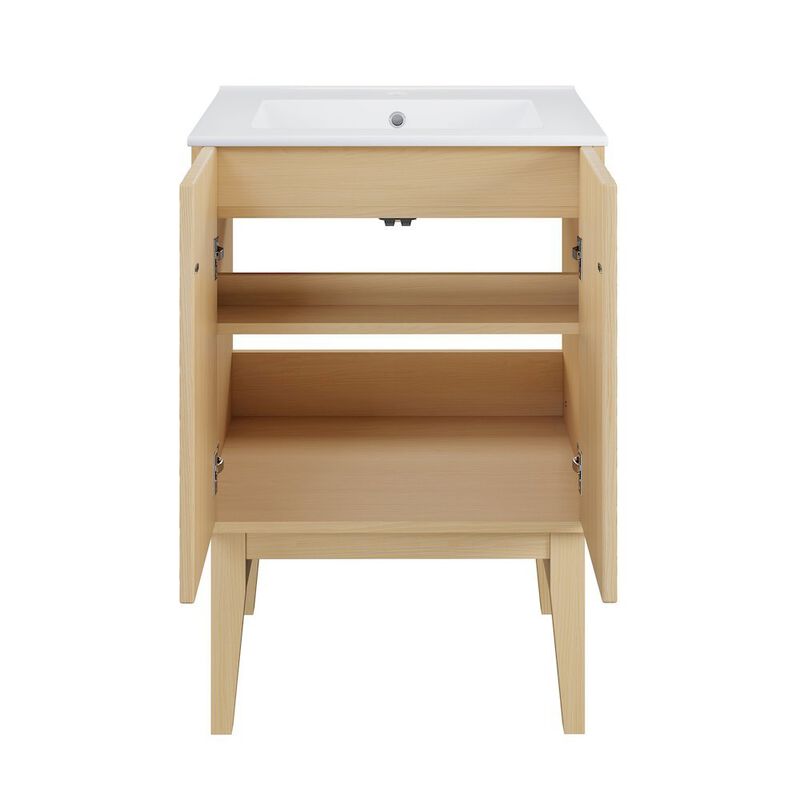 Bosse 24" Freestanding Bathroom Vanity in Natural Oak with Sink Top image number 8