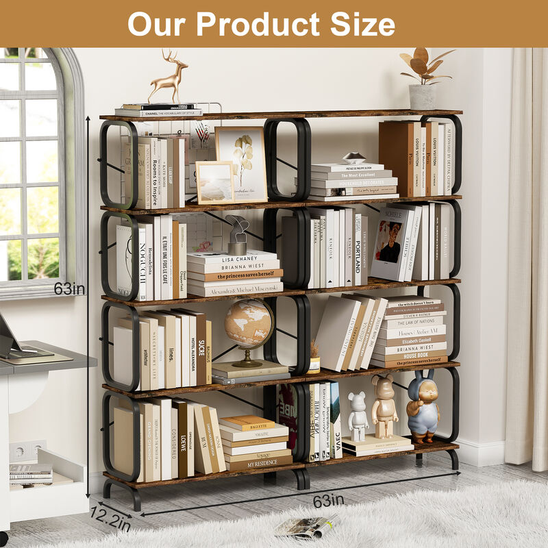 TATEUS 5-Tier Industrial Bookshelf for Home Office & Living Room
