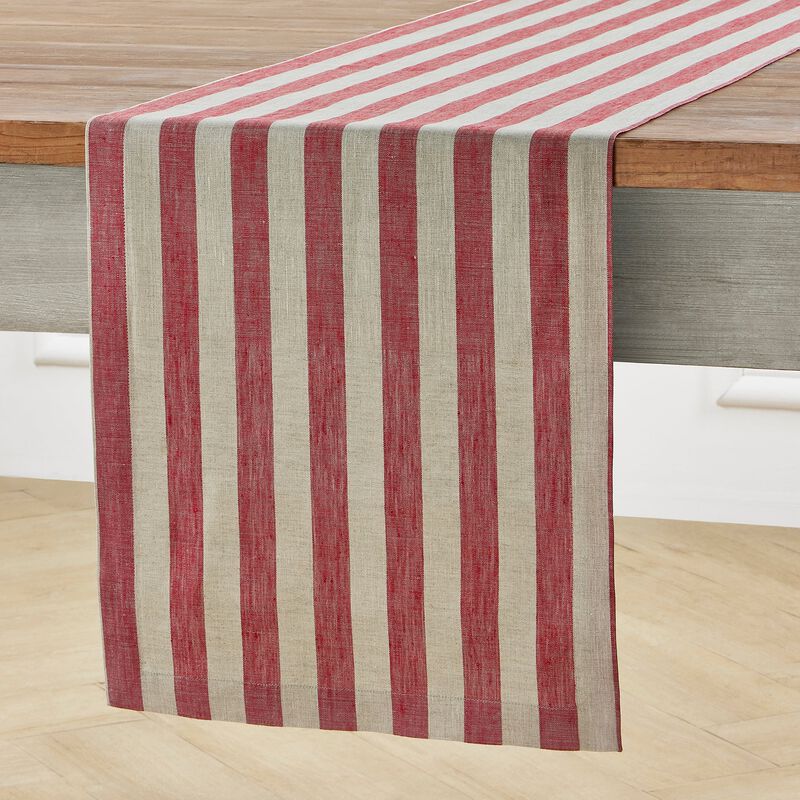Christmas Linen Table Runner - Sorrento Stripe, Solino Home