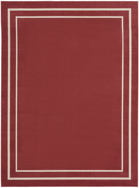 HomeRoots 9' X 12' Brick Red And Ivory Indoor Outdoor Area Rug