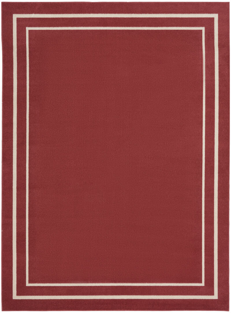 HomeRoots 9' X 12' Brick Red And Ivory Indoor Outdoor Area Rug image number 0