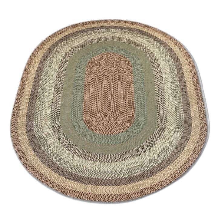 Earth Rugs C-413 Buttermilk Cranberry Oval Braided Rug 8 Feet X 11 Feet
