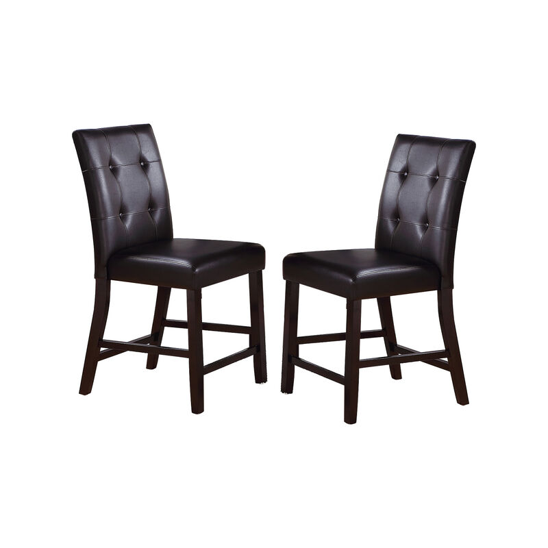 Streamdale Leroux Upholstered Counter Height Chairs In Espresso Finish, Set Of 2