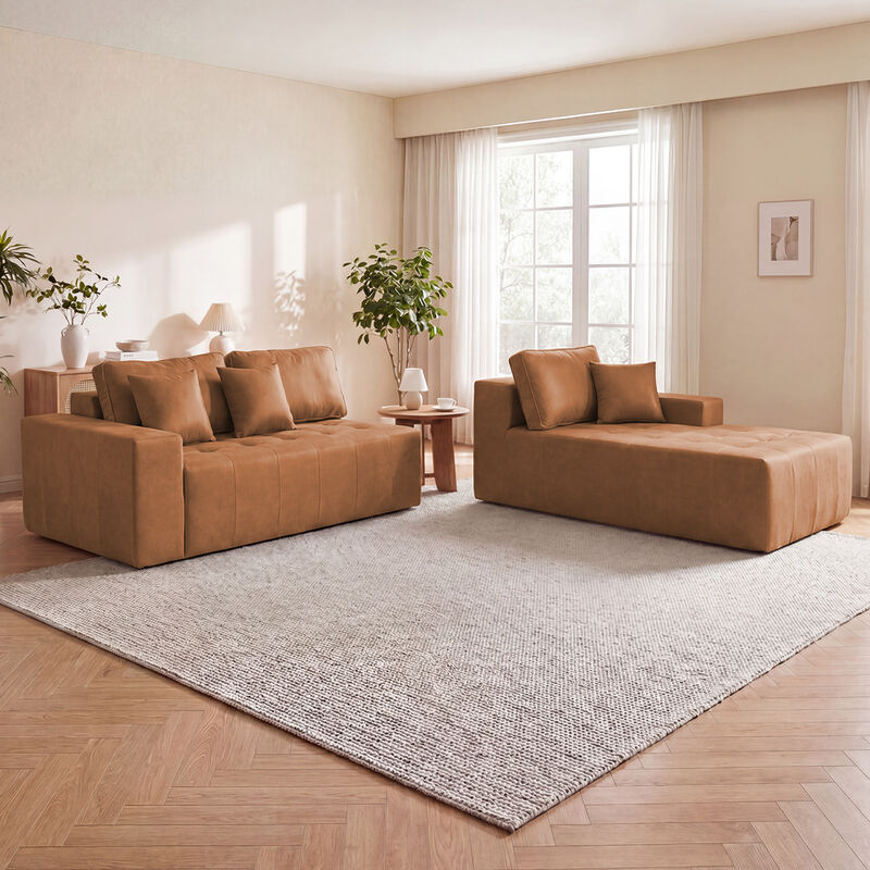 Kipur Faux Leather L-Shaped Sectional Couch image number 3