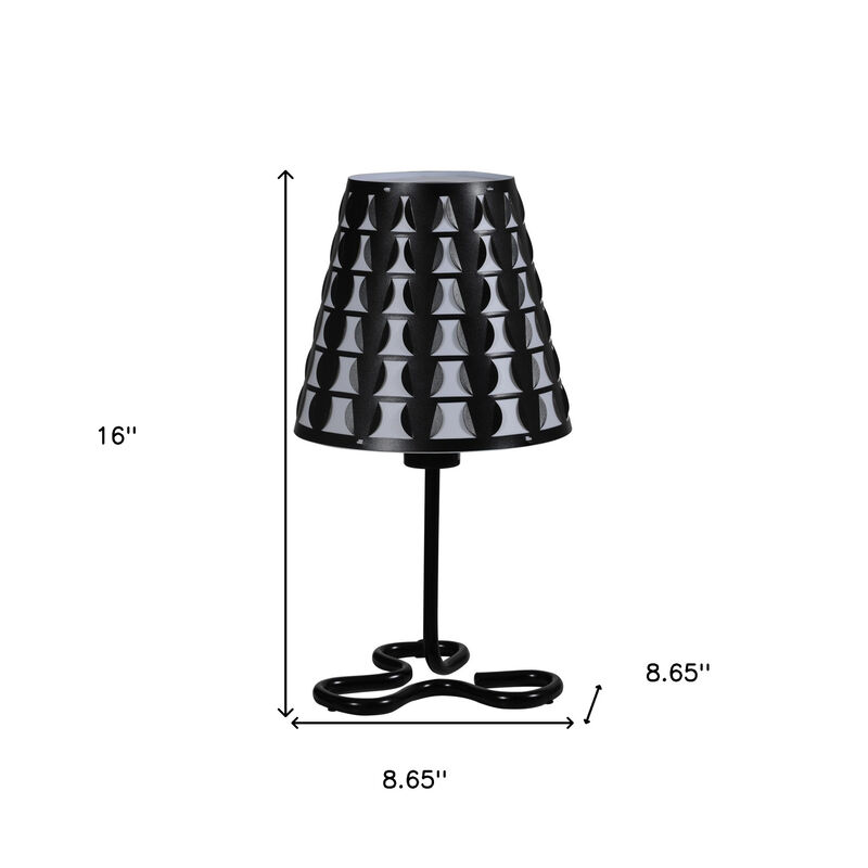 Hivvago 16" Black Bedside Table Lamp With Black And White Polka Dots Empire Shade