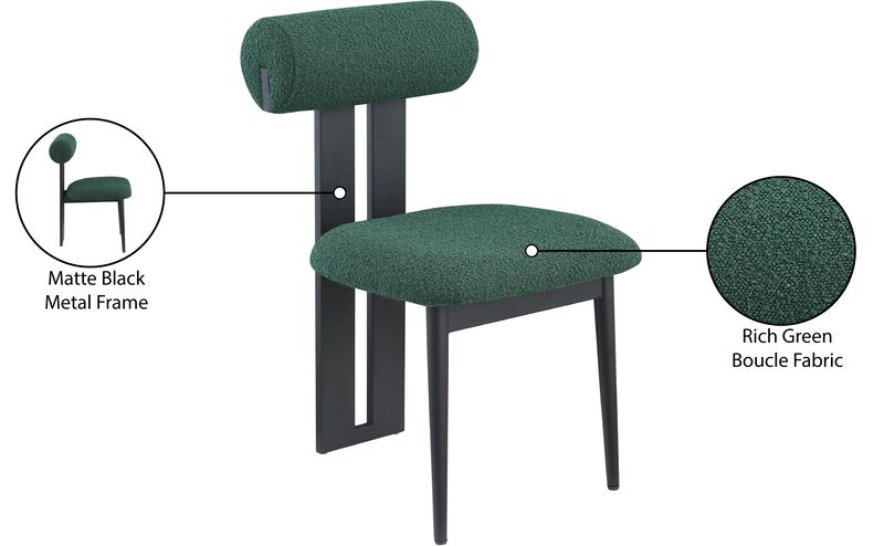 Meridian Furniture Dario Green Boucle Fabric Dining Chair, Set of 2