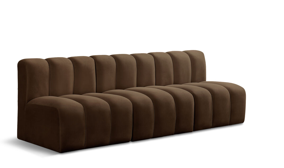 Meridian Furniture Arc Brown Velvet Modular Sofa