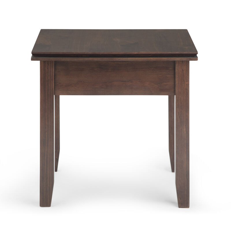 Artisan SOLID WOOD 21 inch Wide Square Transitional End Side Table in Tobacco Brown