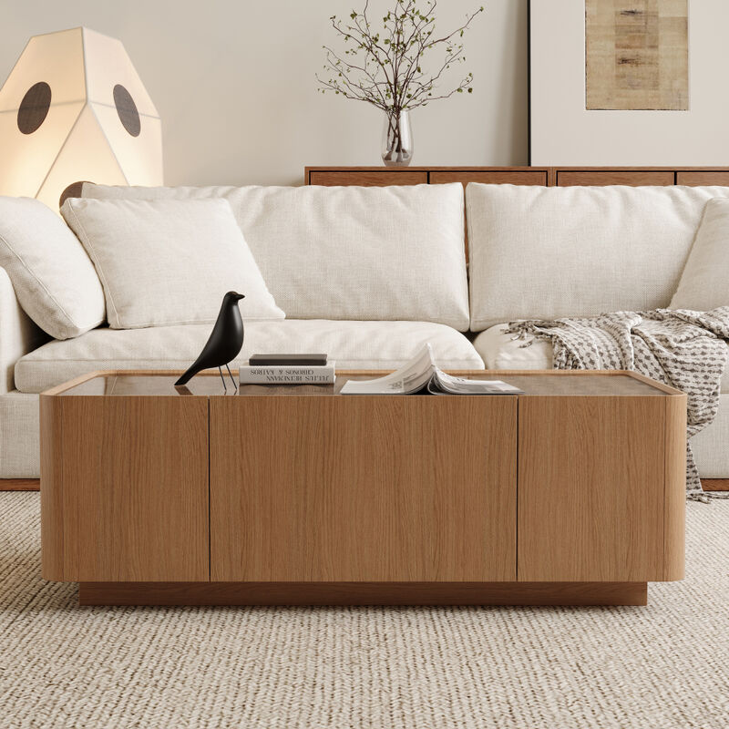 Jomwex Mid-Century Modern Glass Top Coffee Table image number 3