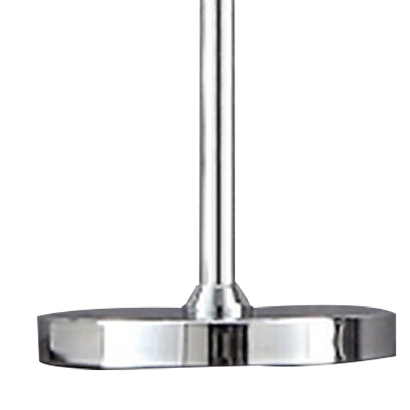 Rue 24 Inch Table Lamp, Ring LEDs, Metal Round Base, Modern Chrome Finish-Benzara