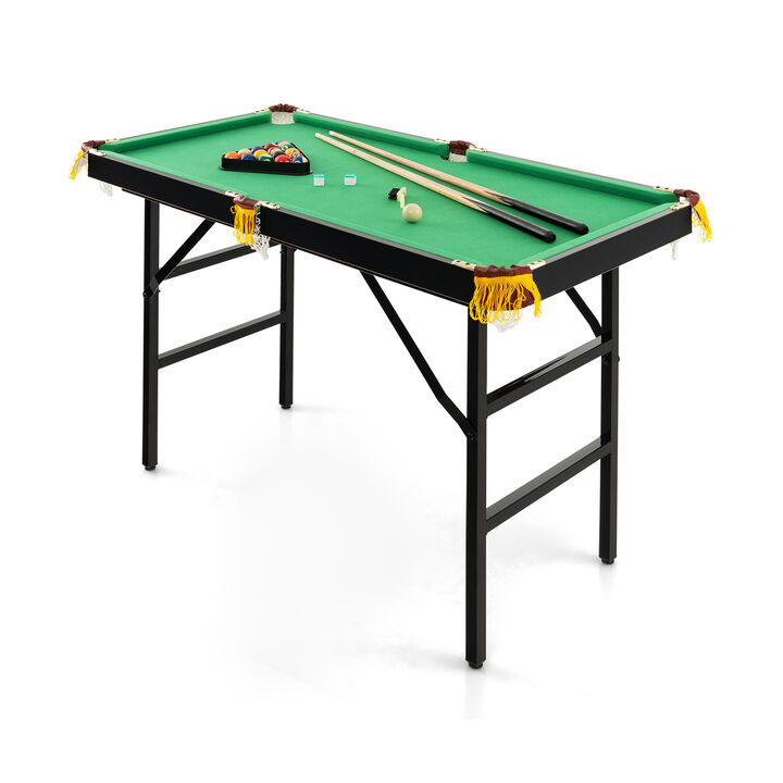 47-Inch Folding Billiard Table with Cues, Brush, and Chalk for Easy Storage