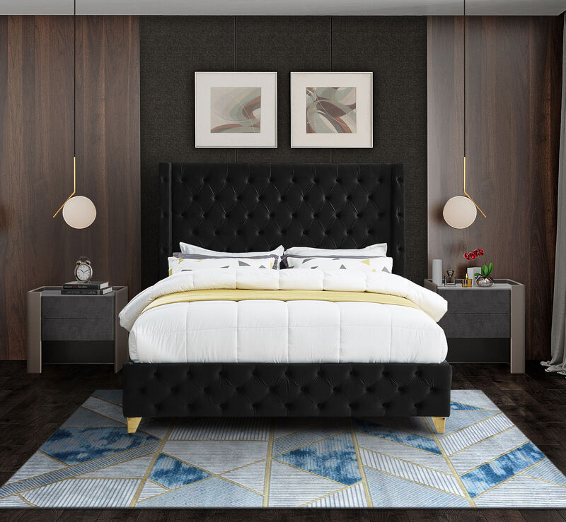 Meridian Furniture Savan Black Velvet King Bed image number 6
