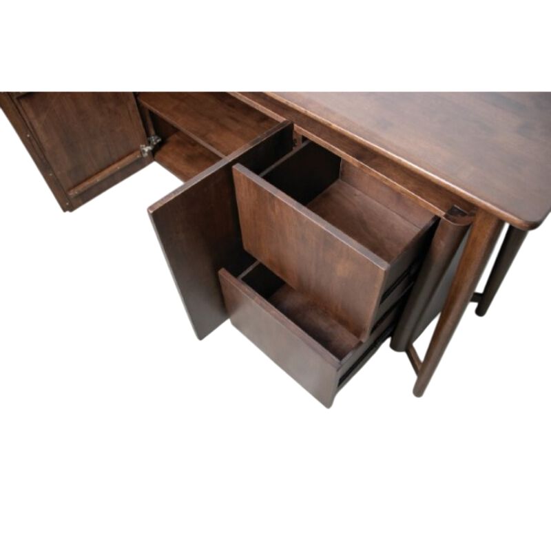 Ziva Sideboard Buffet Console, 2 Drawers and Doors, Brown Wood 67 Inch