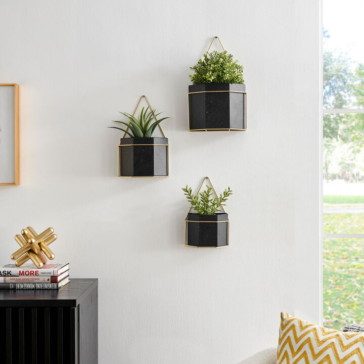 Danya B. Geometric Wall Planters with Gold Accents Set of 3