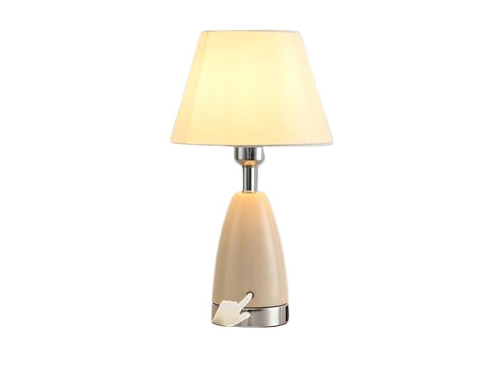 Dimmable Farmhouse Ceramic Fabric Table Lamp For Living Room Bedroom Nightstand