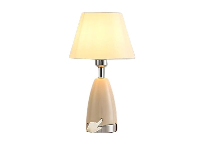 Dimmable Farmhouse Ceramic Fabric Table Lamp For Living Room Bedroom Nightstand image number 0