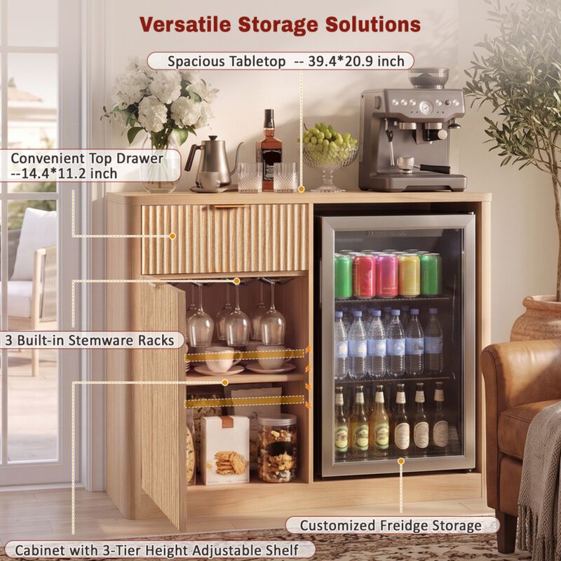 Falfil Mini Fridge Liquor Sideboard Cabinet image number 3