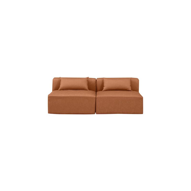 Meridian Furniture Cube Cognac Vegan Leather Modular Sofa