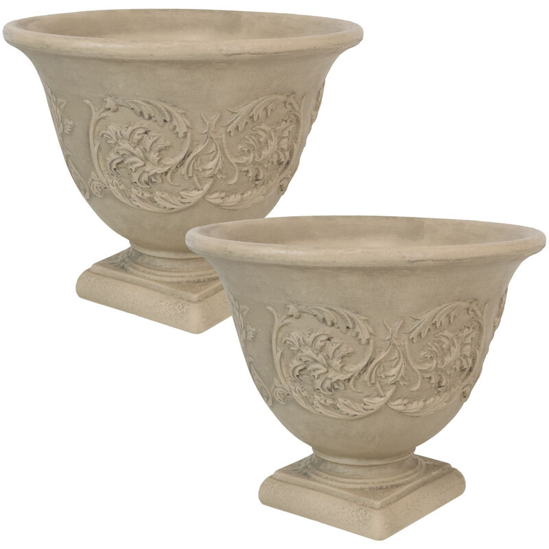 Sunnydaze Darcy Dual-Wall Polyresin Planter - Beige