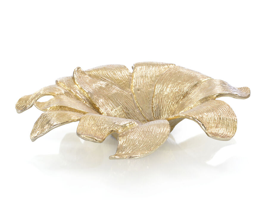 Lily Petal Bowl In Antique Brass