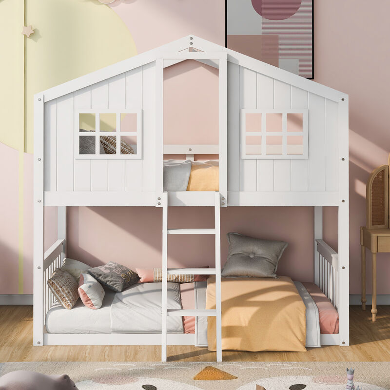 Merax twin Over Twin House Bunk Bed With Ladder image number 2