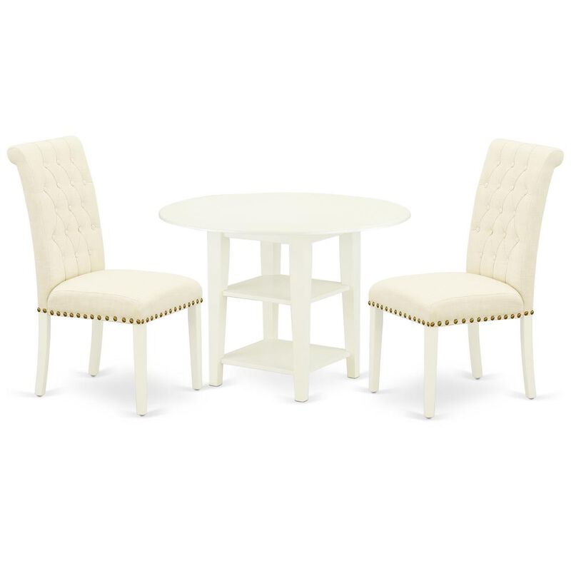 East West Furniture Dining Room Set Linen White