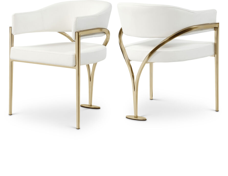 Meridian Furniture Madelyn Cream Vegan Leather Dining Chair, Set of 2