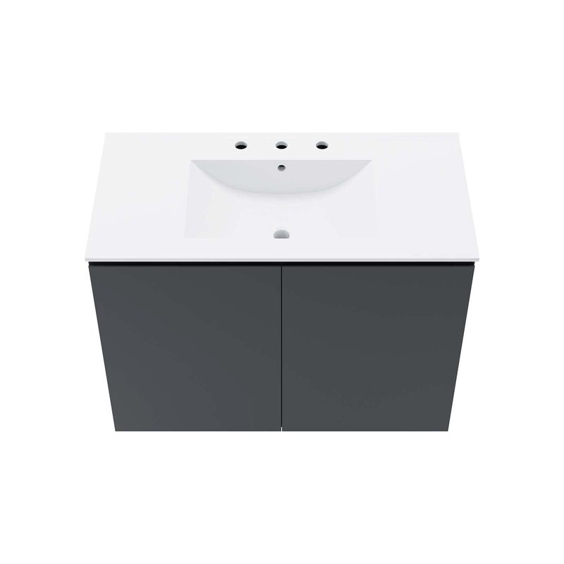 Modway Gray and White Bryn Wall-Mount Bathroom Vanity EEI-5779-GRY-WHI image number 4