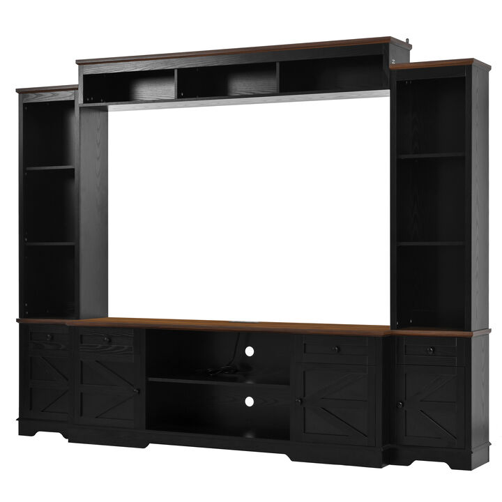 Merax 98" Farmhouse TV Stand with Storage & Charging Ports