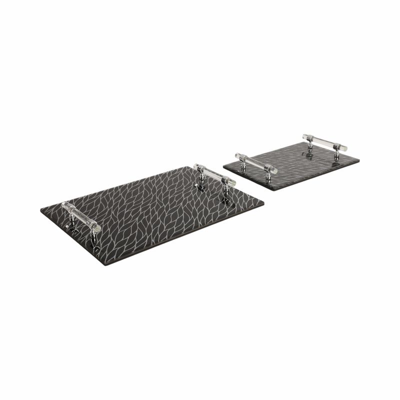S/2 12/16" Sparkly Glass Trays image number 1