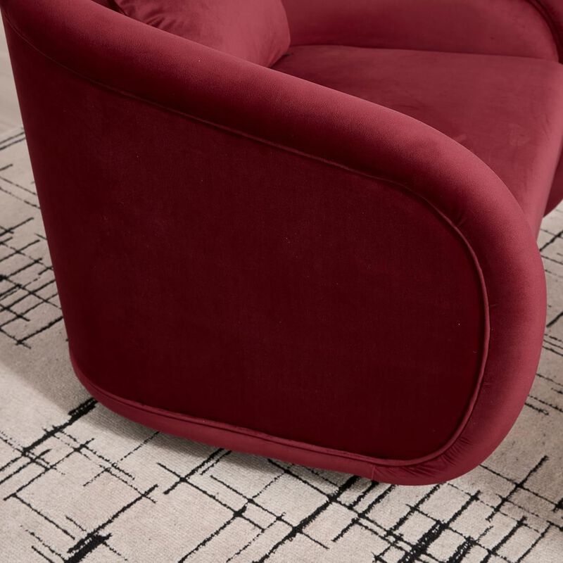 Envelor Luxury Boucle Velvet 360&deg; Swivel Barrel Accent Chair image number 6