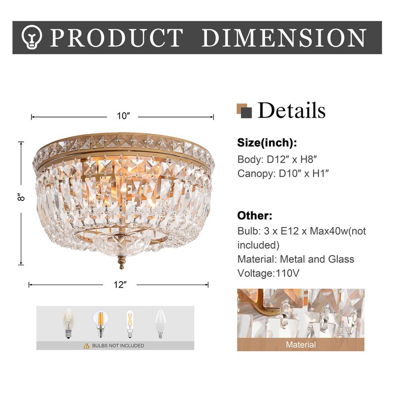 Elara Crystal Basket Flush Mount Chandelier image number 6